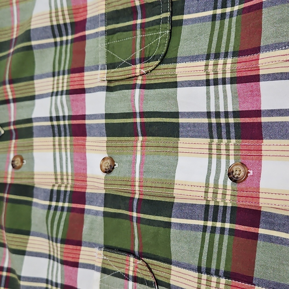Orvis Sporting Traditions Short Sleeve Green Plaid Two Pocket Shirt Sze XL #1057 - Picture 6 of 16